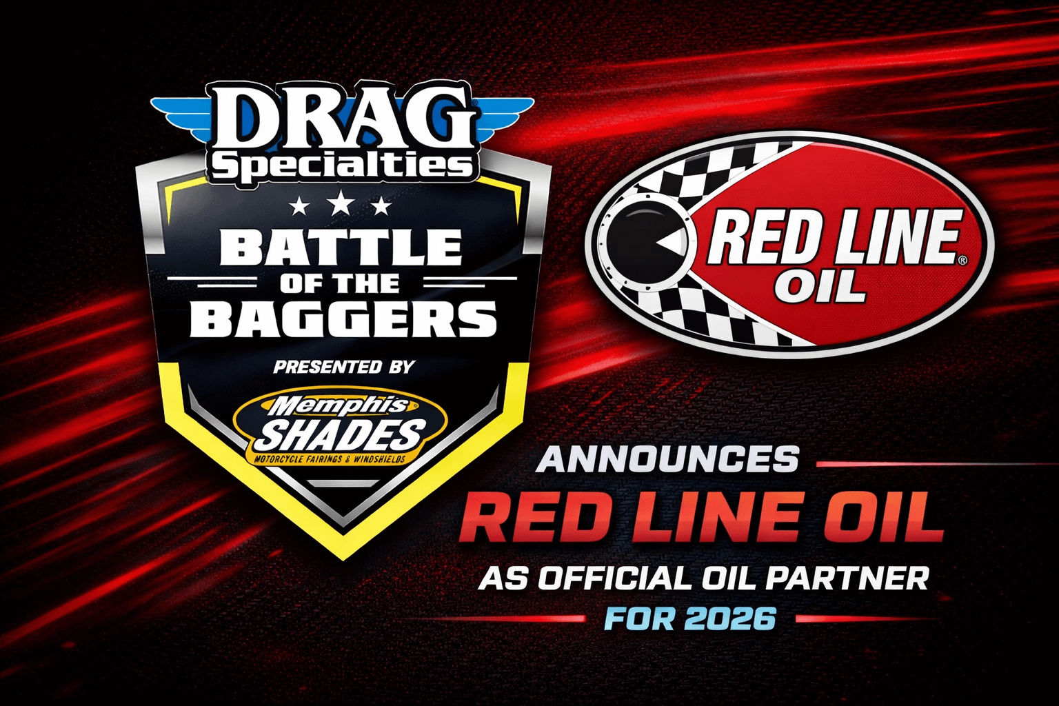 Drag Specialties Bagger Racing League Announces Red Line Oil as Official Oil of the 2026 Season